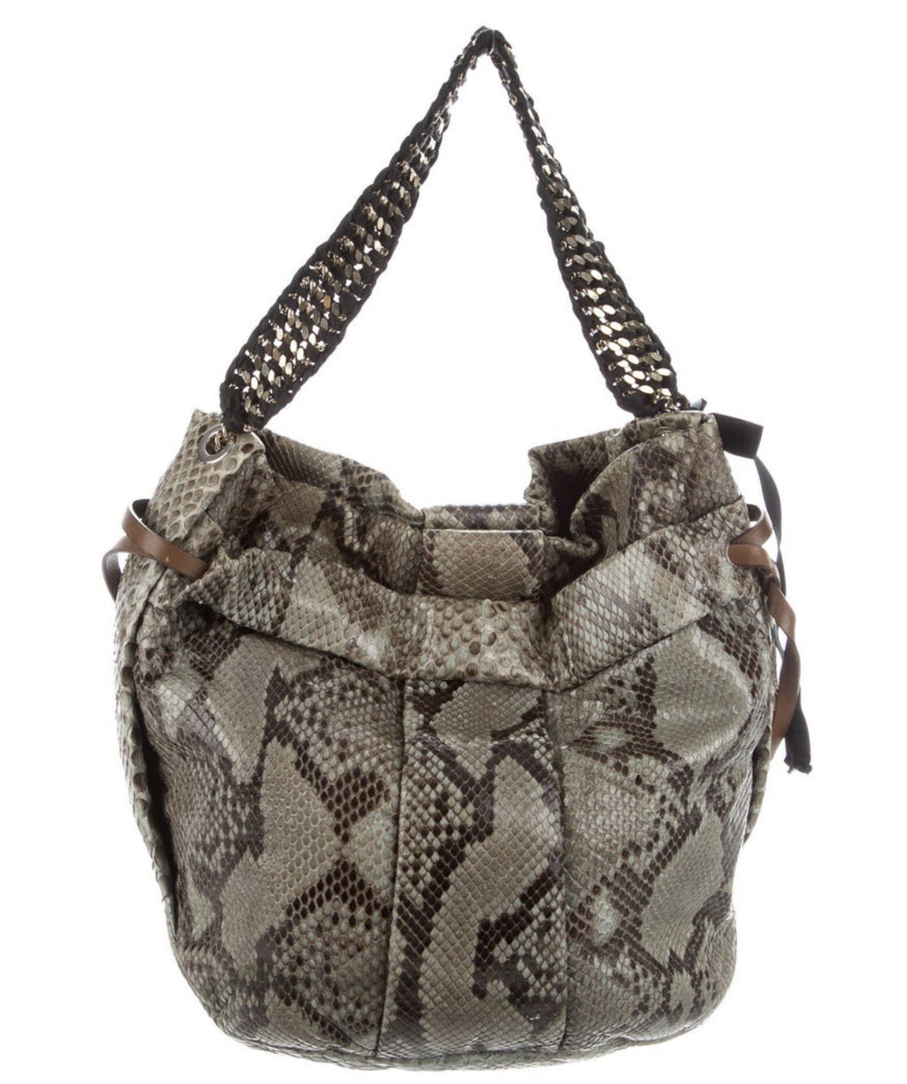 MARNI PYTHON SNAKESKIN CHAIN LINK HOBO BAG
