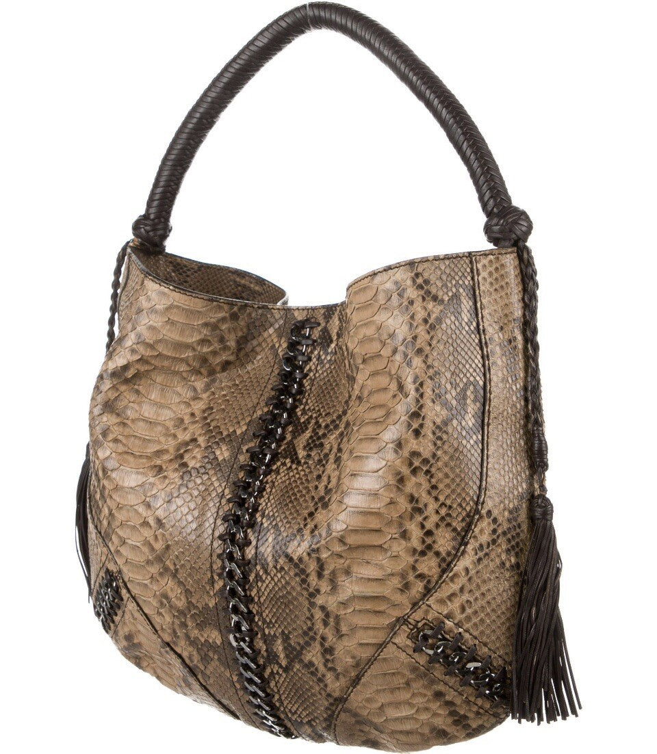 $1440 ROBERTO CAVALLI PYTHON SNAKESKIN HOBO BAG