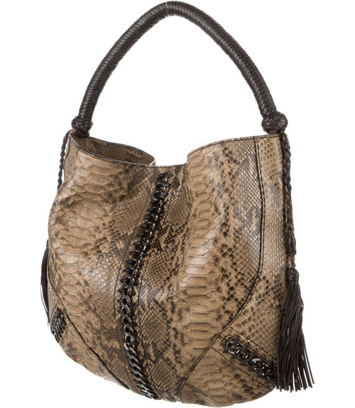 $1440 ROBERTO CAVALLI PYTHON SNAKESKIN HOBO BAG