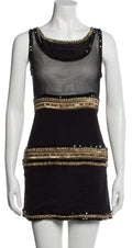JUST CAVALLI BLACK EMBELLISHED MINI DRESS SZ S US4 IT40
