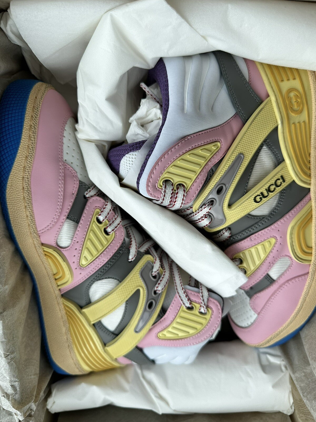 $890 GUCCI NIB PINK HIGH TOP WOMENS SNEAKERS SZ 6.5 36.5