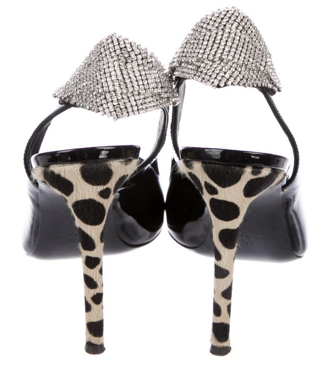 $1195 GIUSEPPE ZANOTTI BLACK PATENT LEATHER SWAROVSKI CRYSTAL PUMPS SZ 7 37