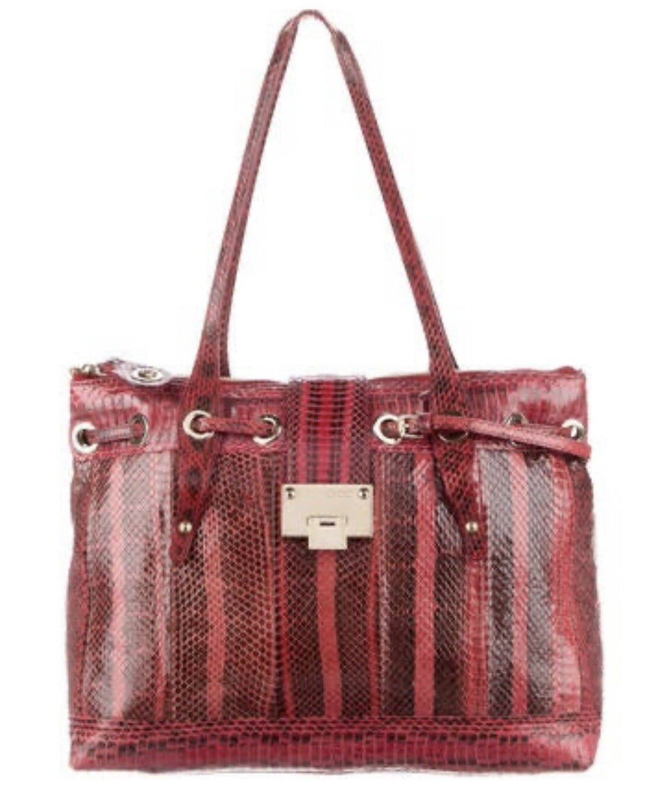 JIMMY CHOO PYTHON SNAKESKIN LARGE TOTE BAG