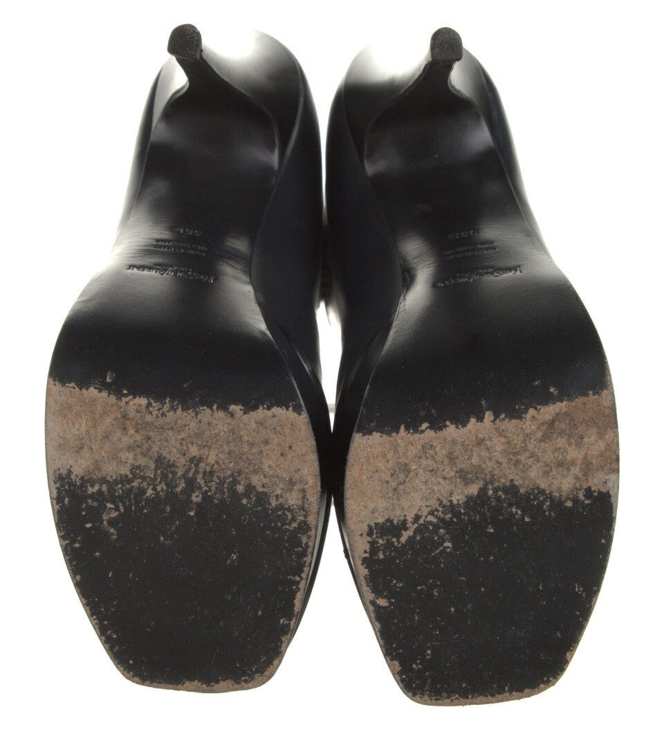 YVES SAINT LAURENT NAVY LEATHER PLATFORM BOOTS SZ 8.5 38.5