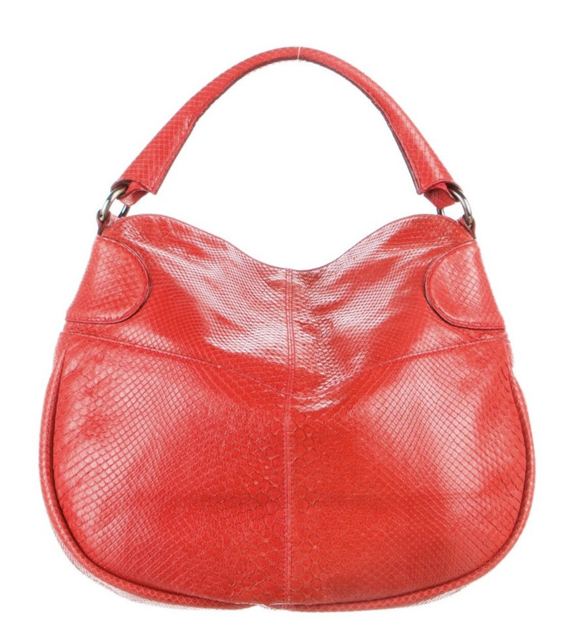 $3450 SALVATORE FERRAGAMO RED PYTHON SNAKESKIN HOBO BAG