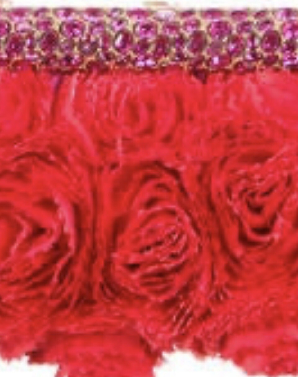 VALENTINO SATIN RED ROSIER CLUTCH WITH SWAROVSKI CRYSTALS & OPTIONAL CHAIN