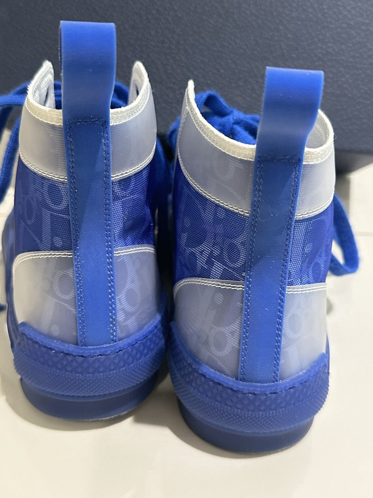 DIOR B23 WOMENS OBLIQUE HIGH TOP SNEAKERS BLUE SZ 6 36