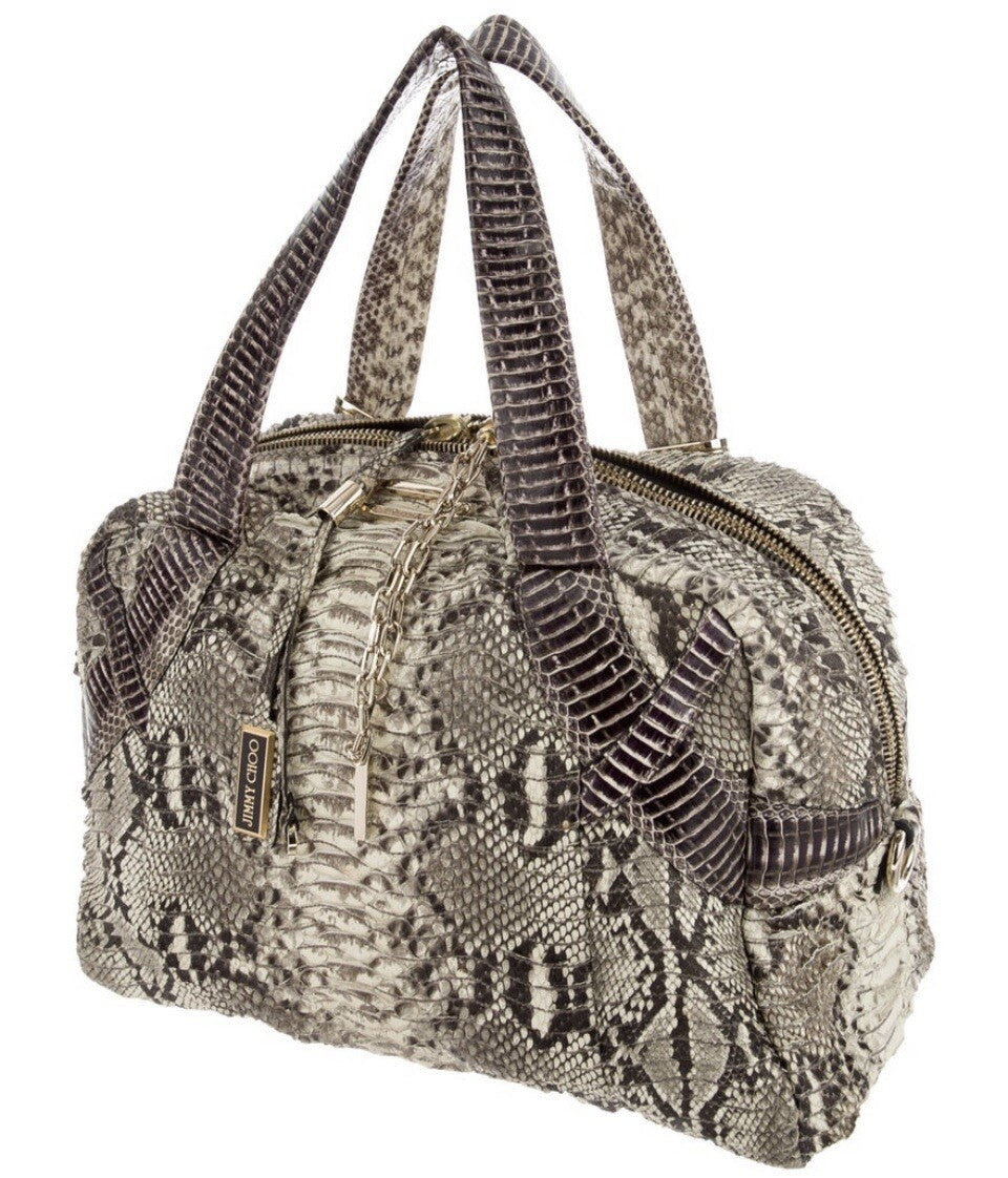 $3950 NEW JIMMY CHOO PYTHON SNAKESKIN SHOULDER BAG