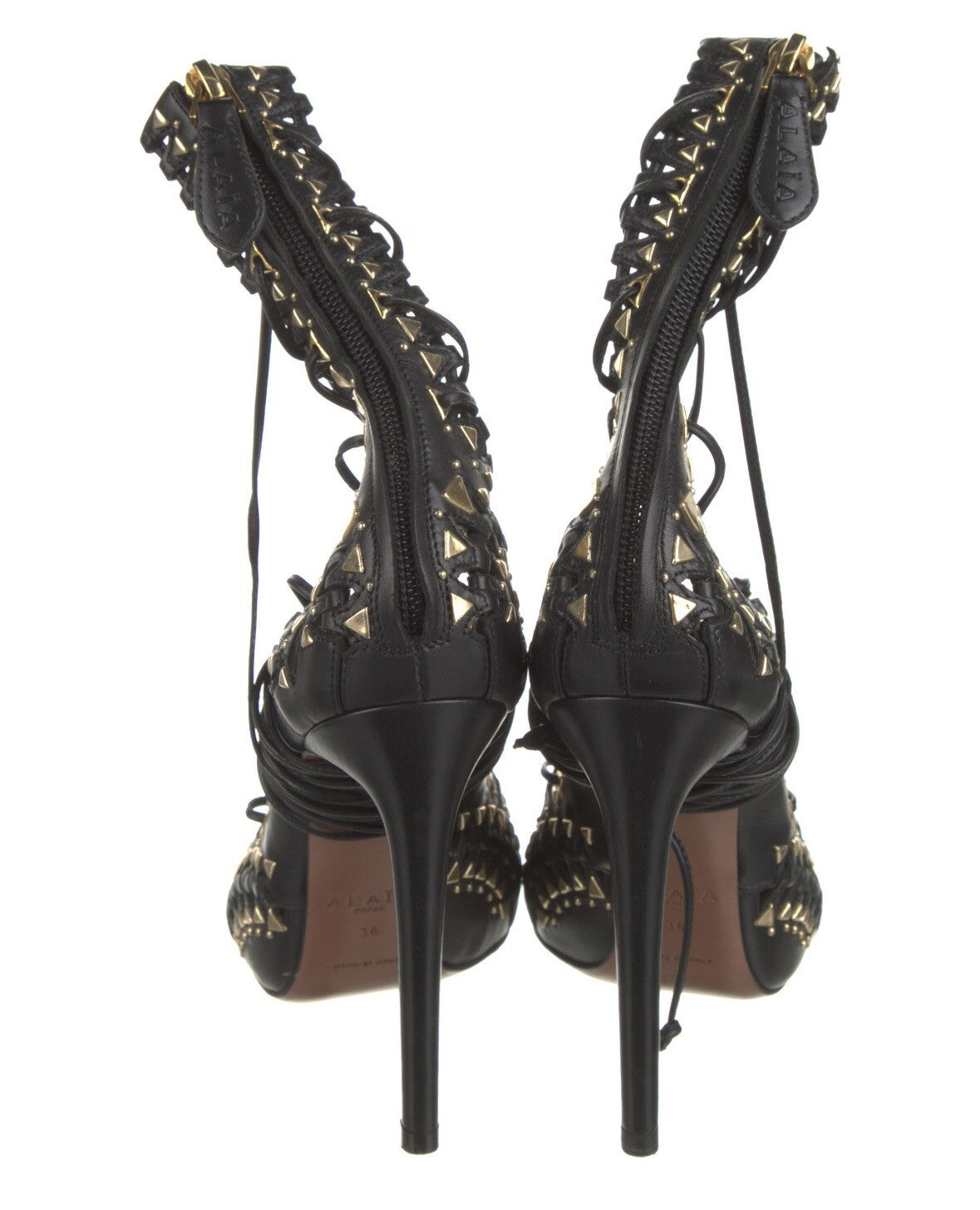 ❤️TODAY ONLY❤️ $1450 ALAIA STUDDED LACE UP HEELS SZ 6 36