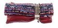 JIMMY CHOO CLUTCH RED LEATHER & TWEED CHANDRA