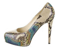 BRIAN ATWOOD MULTICOLOR PYTHON SNAKESKIN HEELS SZ 8.5 38.5