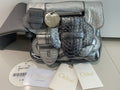 $1500 CHLOE METALLIC SILVER PYTHON SNAKESKIN/ LEATHER SASKIA WRISTLET CLUTCH