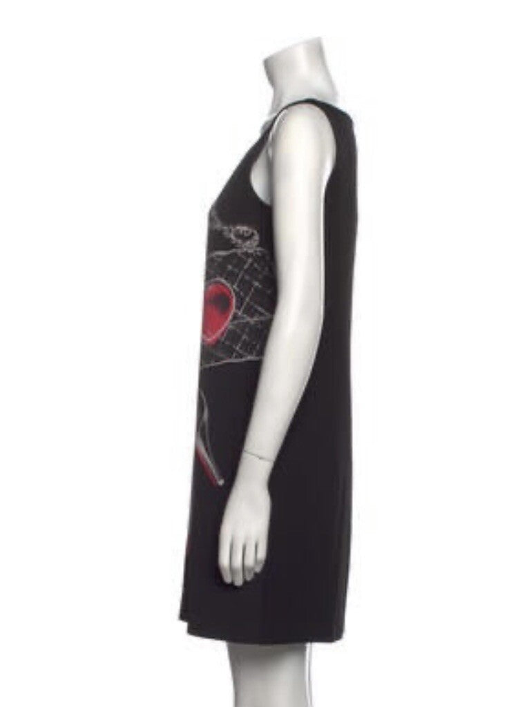 MOSCHINO BAG SHOE PURSE BLACK PRINTED MINI DRESS SZ M US 6 IT40