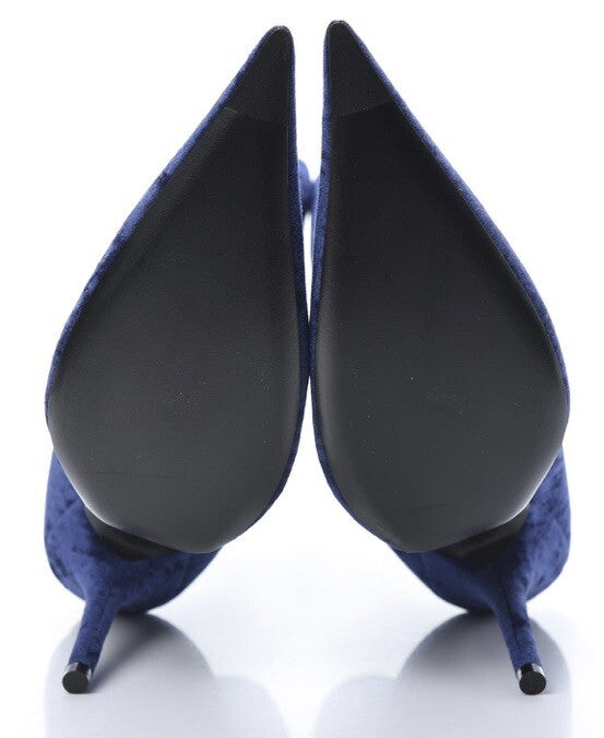 $1290 NIB BALENCIAGA BLUE VELVET MID CALF BOOTS SZ 6 36