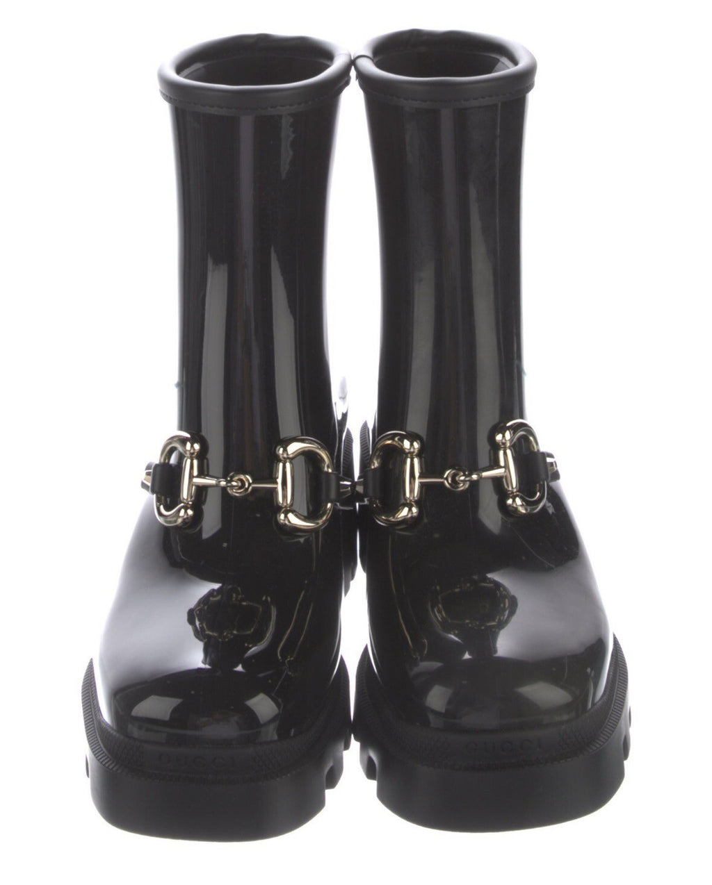 NIB GUCCI HORSEBIT BLACK RUBBER RAIN BOOTS SZ 6 36