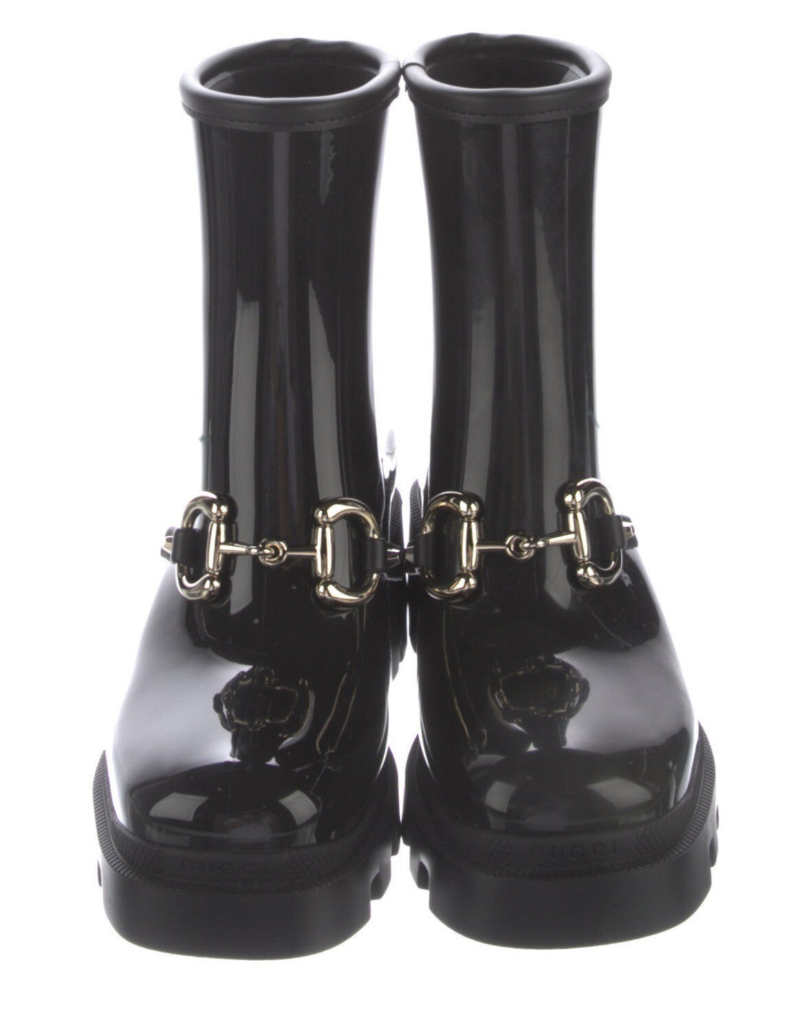 NIB GUCCI HORSEBIT BLACK RUBBER RAIN BOOTS SZ 6 36