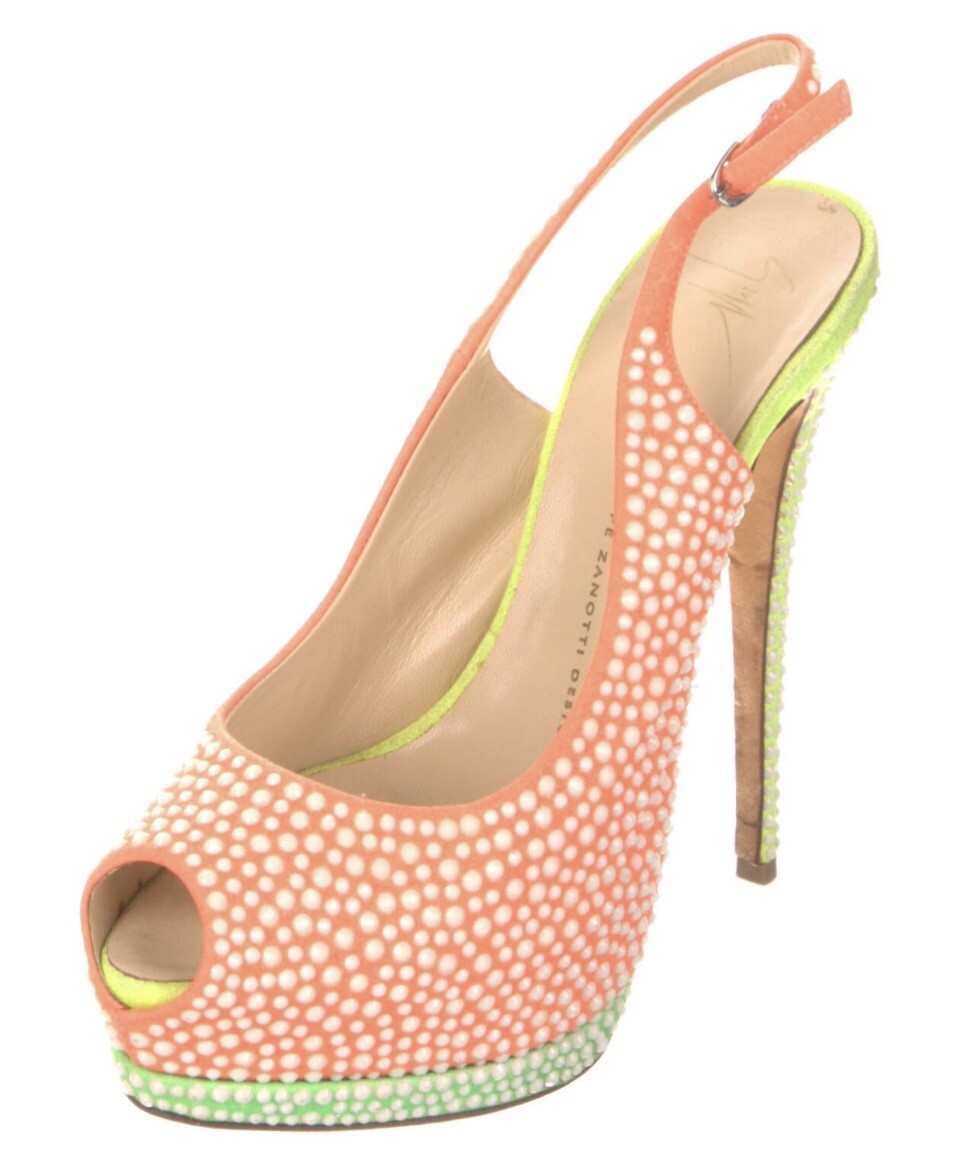 $1295 GIUSEPPE ZANOTTI CRYSTAL EMBELLISHED PLATFORM HEELS SZ 9 39