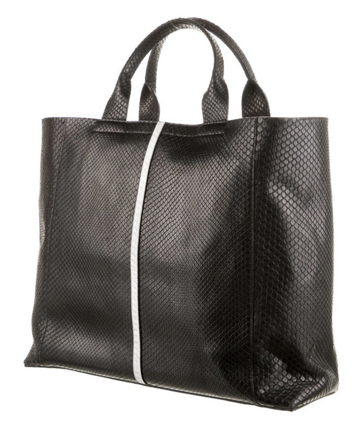 $2500 REED KRAKOFF BLACK PYTHON SNAKESKIN LARGE TOTE BAG