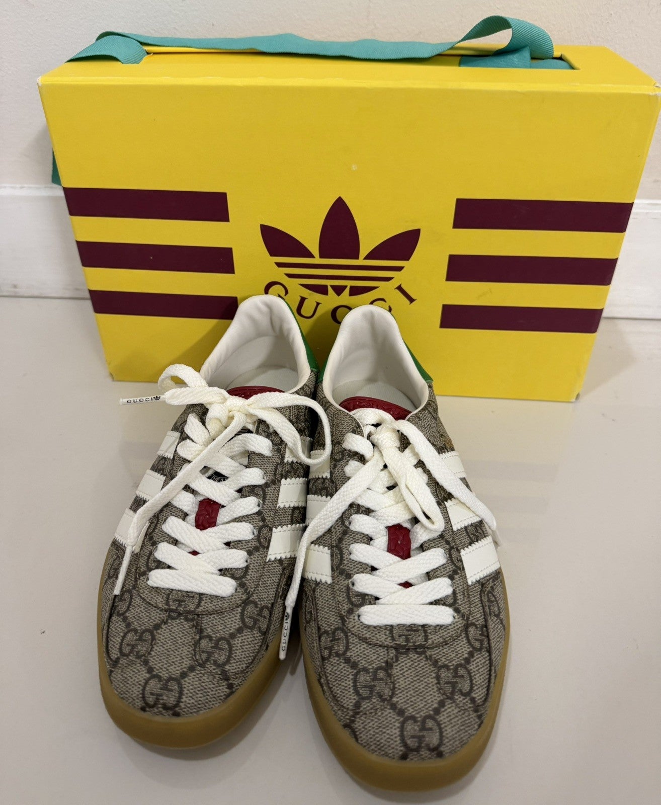 NIB Gucci x Adidas Gazelle Vintage GG Monogram Sneaker SZ 4
