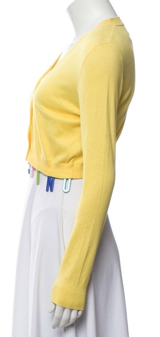 $525 NWOT MOSCHINO COUTURE YELLOW COTTON SHRUG W/ LOGO SZ L