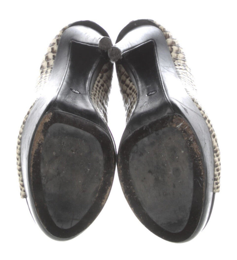 GIUSEPPE ZANOTTI SNAKESKIN EMBOSSED PLATFORM HEELS SZ 8.5 38.5