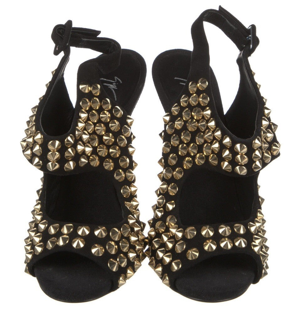$1295 GIUSEPPE ZANOTTI EMBELLISHED STUDDED SANDALS SZ 6.5 36.5