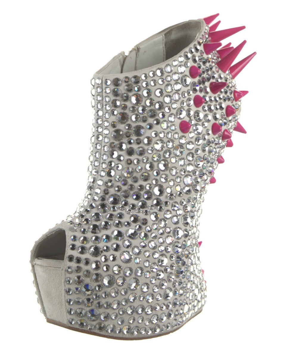 $3000 GIUSEPPE ZANOTTI SWAROVSKI CRYSTAL SPIKE ANKLE BOOTS SZ 6 36