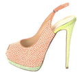 GIUSEPPE ZANOTTI NEON ORANGE YELLOW GREEN CRYSTAL PLATFORM HEELS SZ 9 39