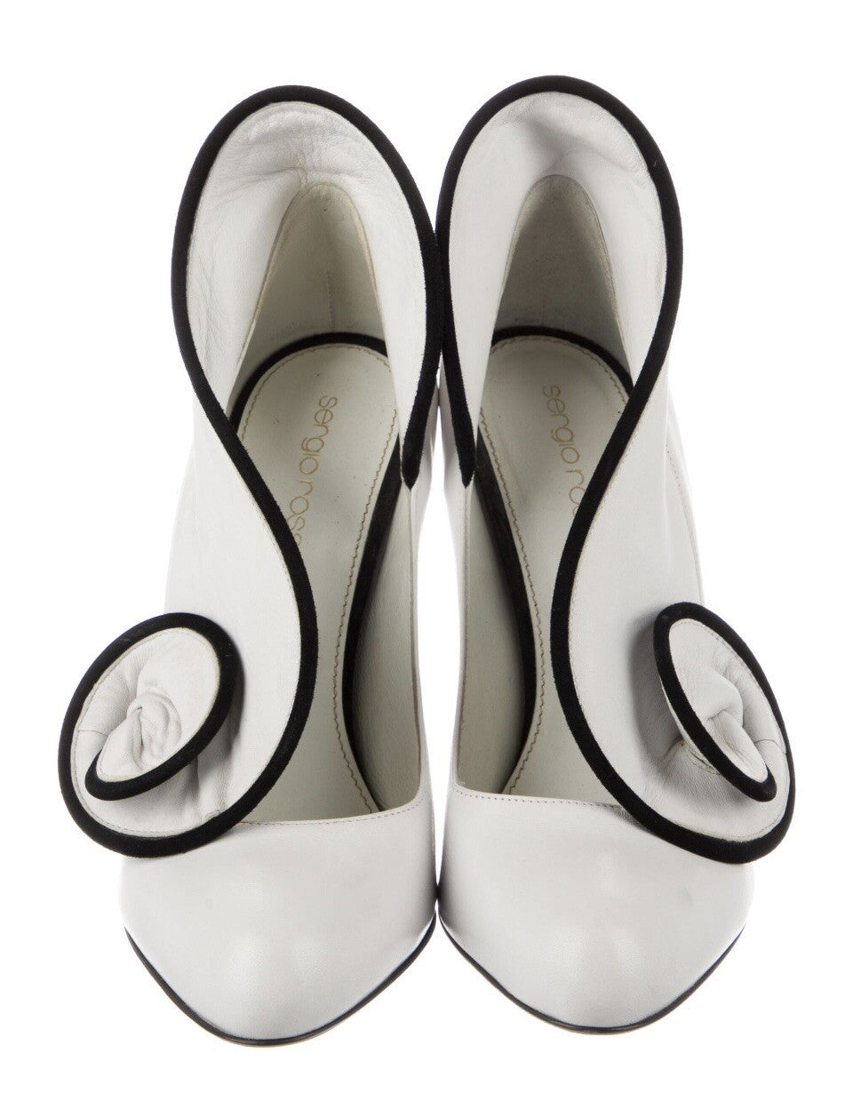 SERGIO ROSSI BLACK & WHITE LEATHER PUMPS SZ 6 36