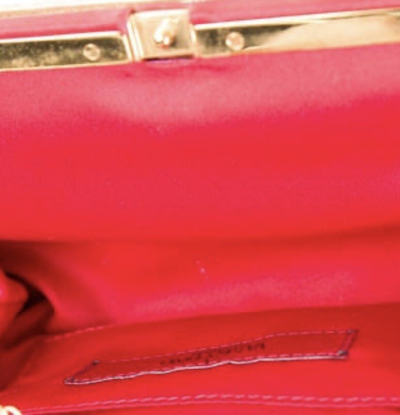 VALENTINO SATIN RED ROSIER CLUTCH WITH SWAROVSKI CRYSTALS & OPTIONAL CHAIN