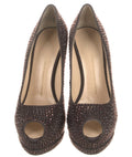 $1295 GIUSEPPE ZANOTTI CRYSTAL EMBELLISHED PEEP TOE PLATFORM HEELS SZ 10 40