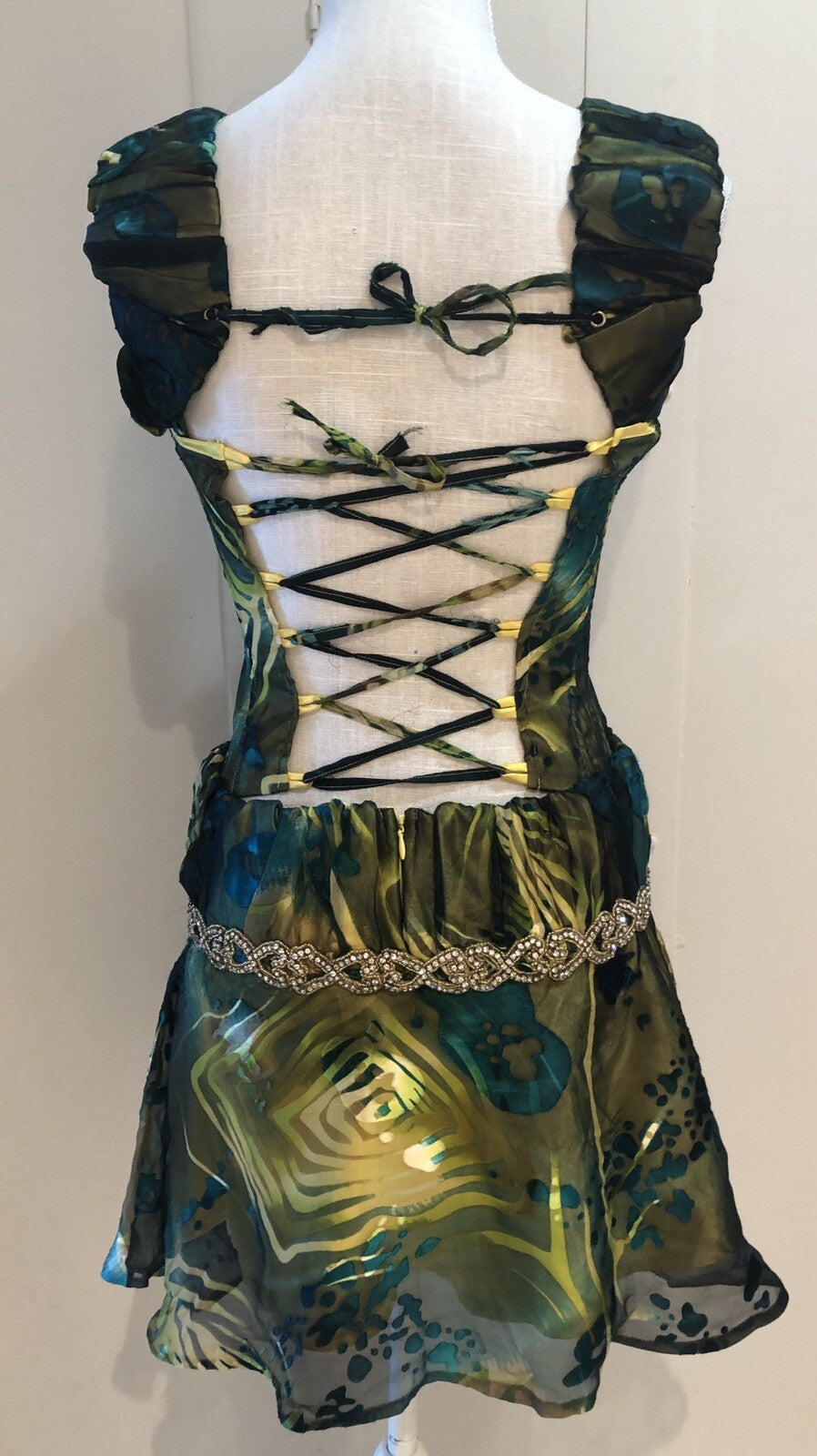 $1800 NWT CUSTOM MADE 2 PC CORSET / SKIRT SET W/ CRYSTALS SZ S
