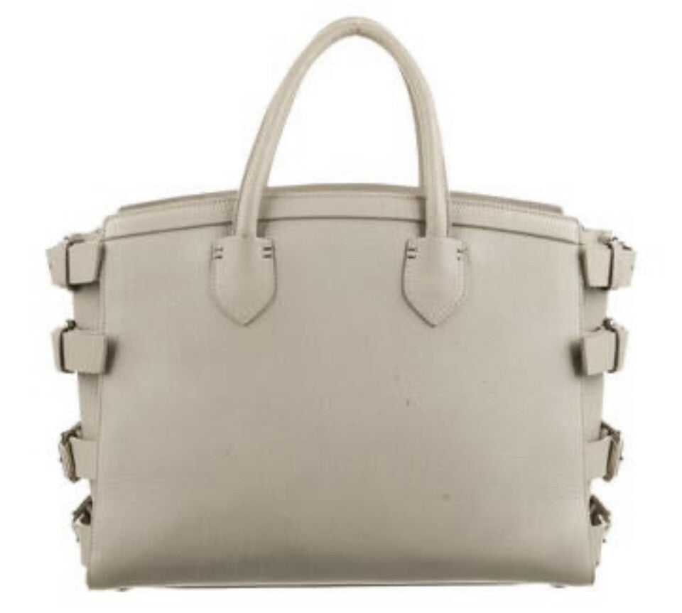 GIUSEPPE ZANOTTI GREY LEATHER LOGO BUCKLE BAG