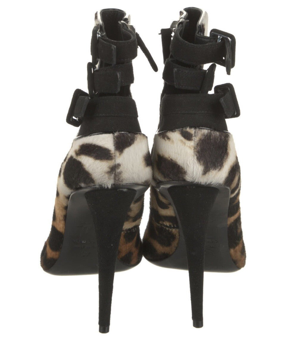 NEW GIUSEPPE ZANOTTI LEOPARD PRINT PONYHAIR ANKLE BOOTS SZ 7 37
