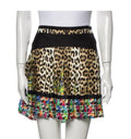 $1390 NWOT ROBERTO CAVALLI SILK LEOPARD PRINT PLEATED MINI SKIRT SZ S US4 IT40