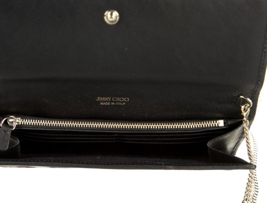 JIMMY CHOO LEOPARD PRINT PONYHAIR CLUTCH W/ CHAIN