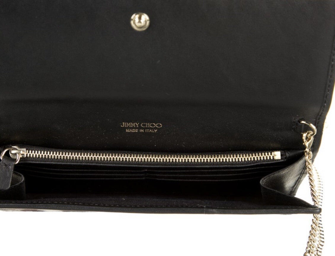 JIMMY CHOO LEOPARD PRINT PONYHAIR CLUTCH W/ CHAIN