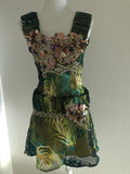 $1800 NWT CUSTOM MADE 2 PC CORSET / SKIRT SET W/ CRYSTALS SZ S