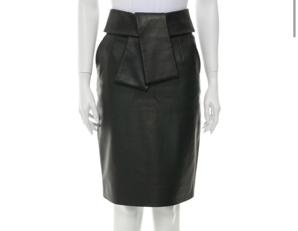 $1790 BALENCIAGA BLACK LAMB LEATHER SKIRT SZ S US 4 FR 36
