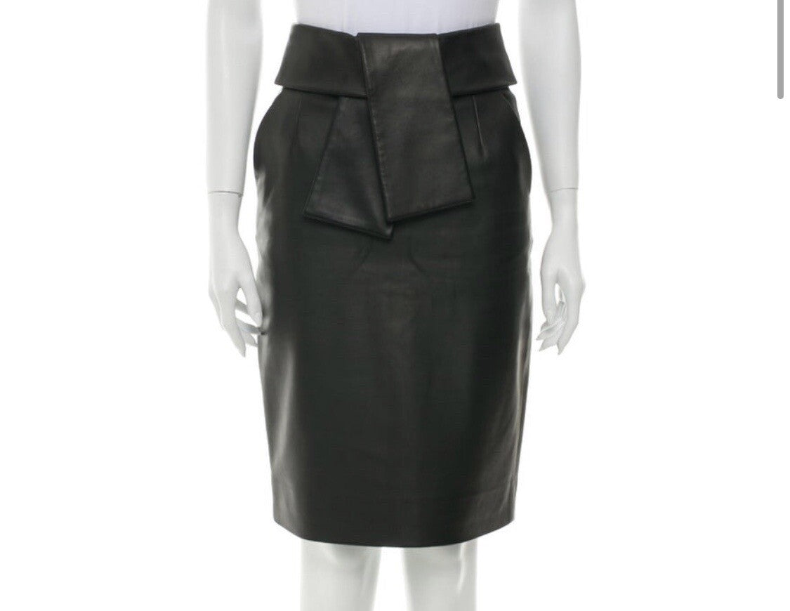 $1790 BALENCIAGA BLACK LAMB LEATHER SKIRT SZ S US 4 FR 36