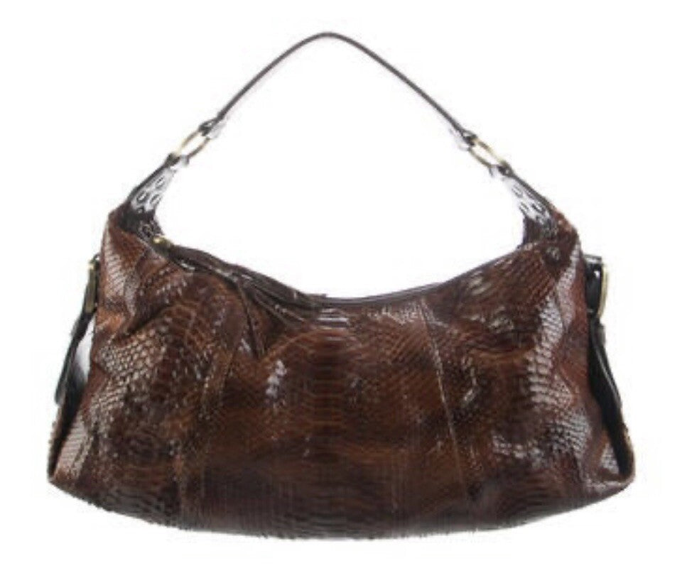 PYTHON SNAKESKIN BROWN LARGE SHOULDER BAG BY RAFE