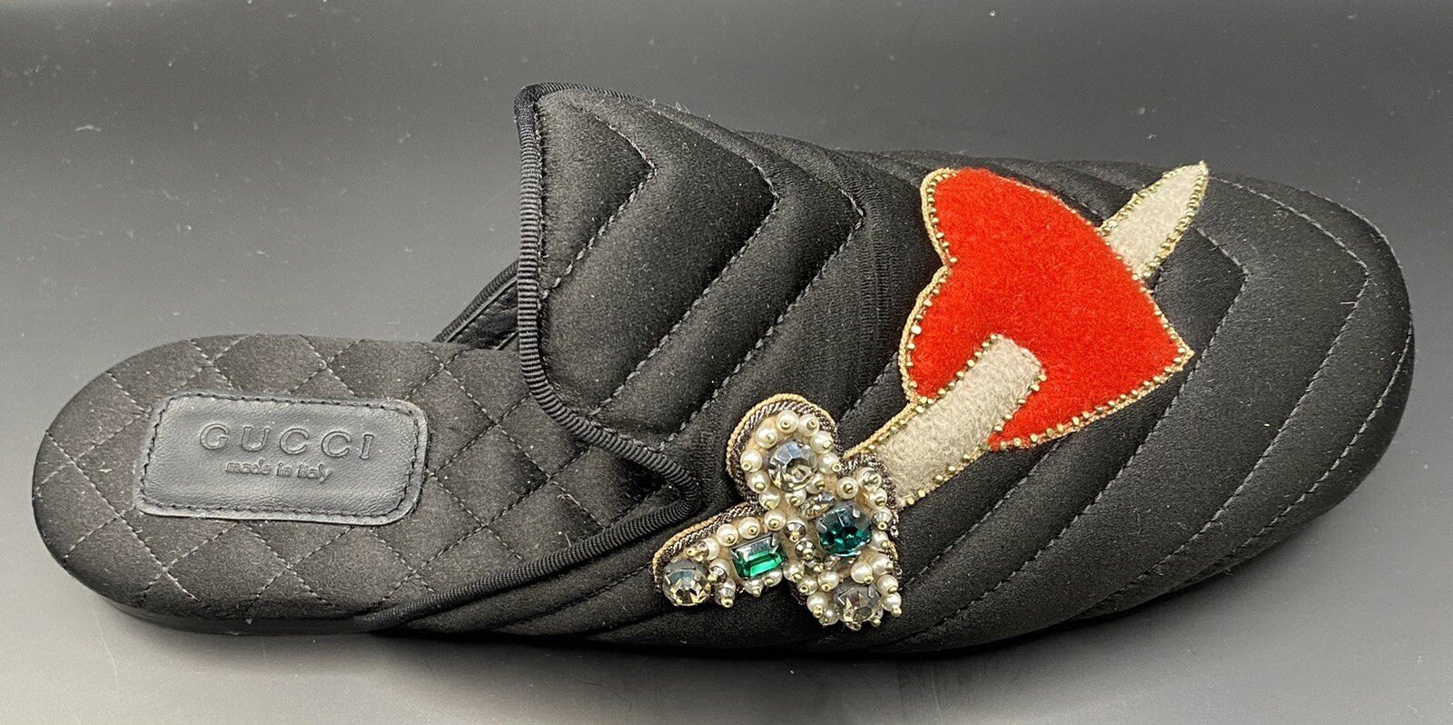 NIB GUCCI  MULES / SLIDES HEART & DAGGAR SZ 5.5 35.5