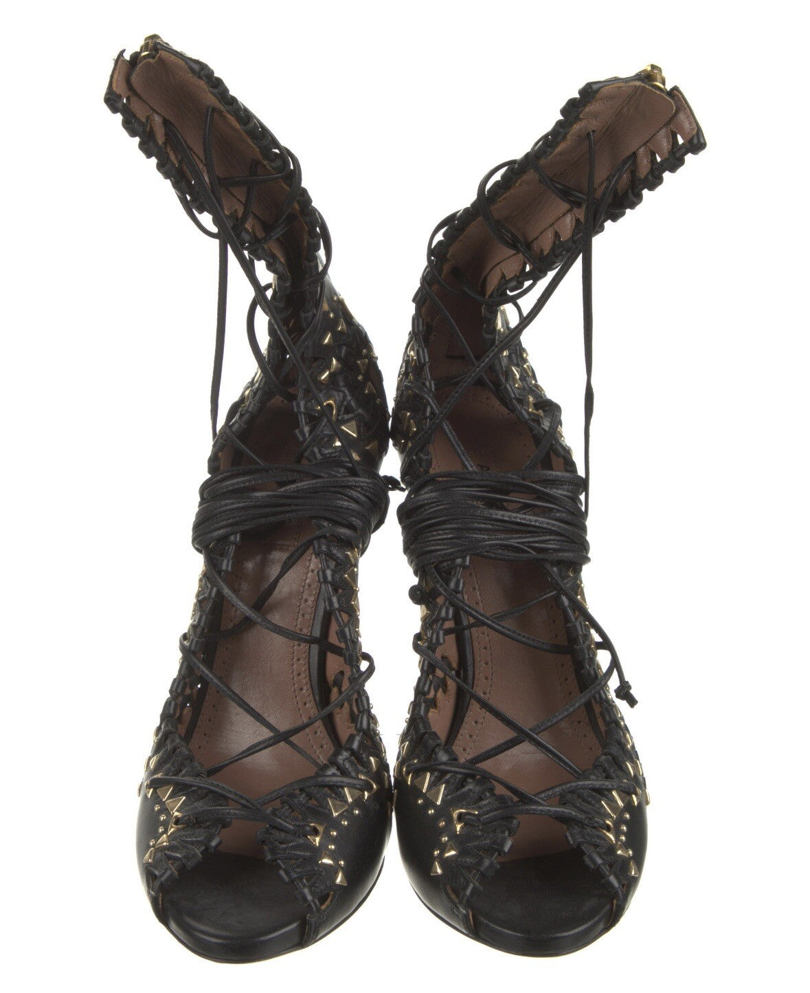 ❤️TODAY ONLY❤️ $1450 ALAIA STUDDED LACE UP HEELS SZ 6 36