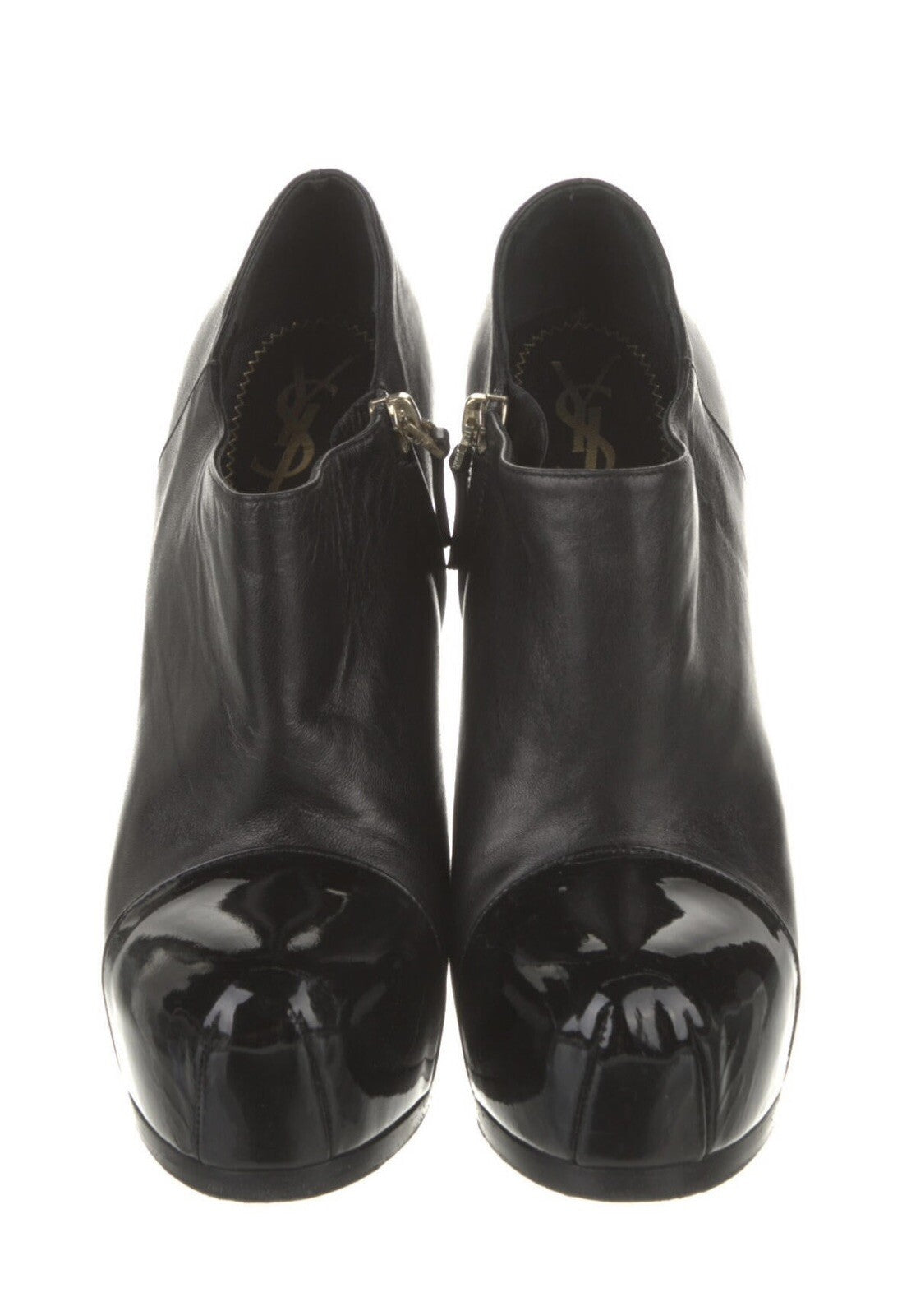 $995 YVES SAINT LAURENT RIVE GAUCHE BLACK ANKLE BOOTS SZ 7 37