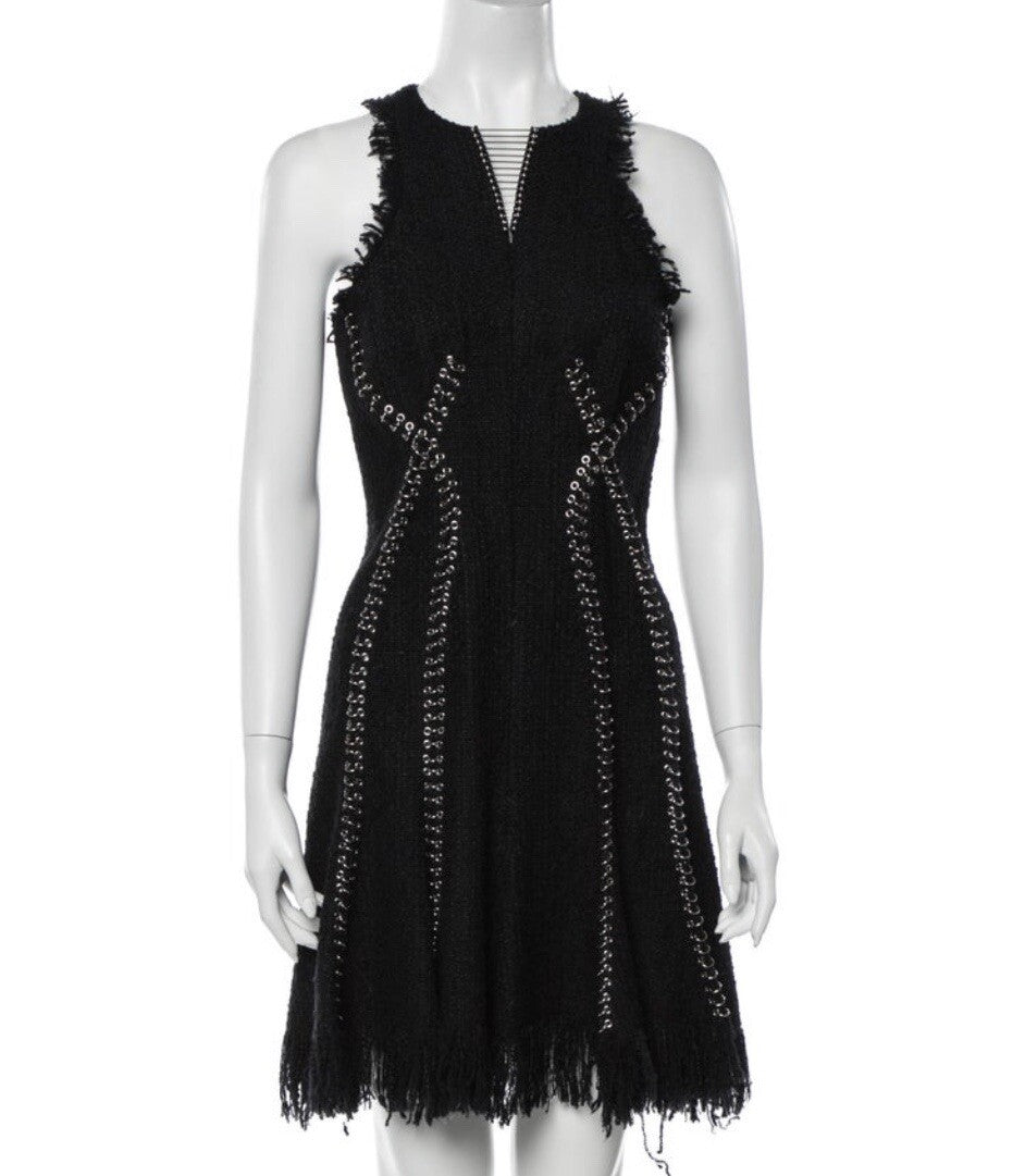$1995 ALEXANDER WANG BLACK SLEEVELESS METAL DETAIL DRESS SZ S US 4