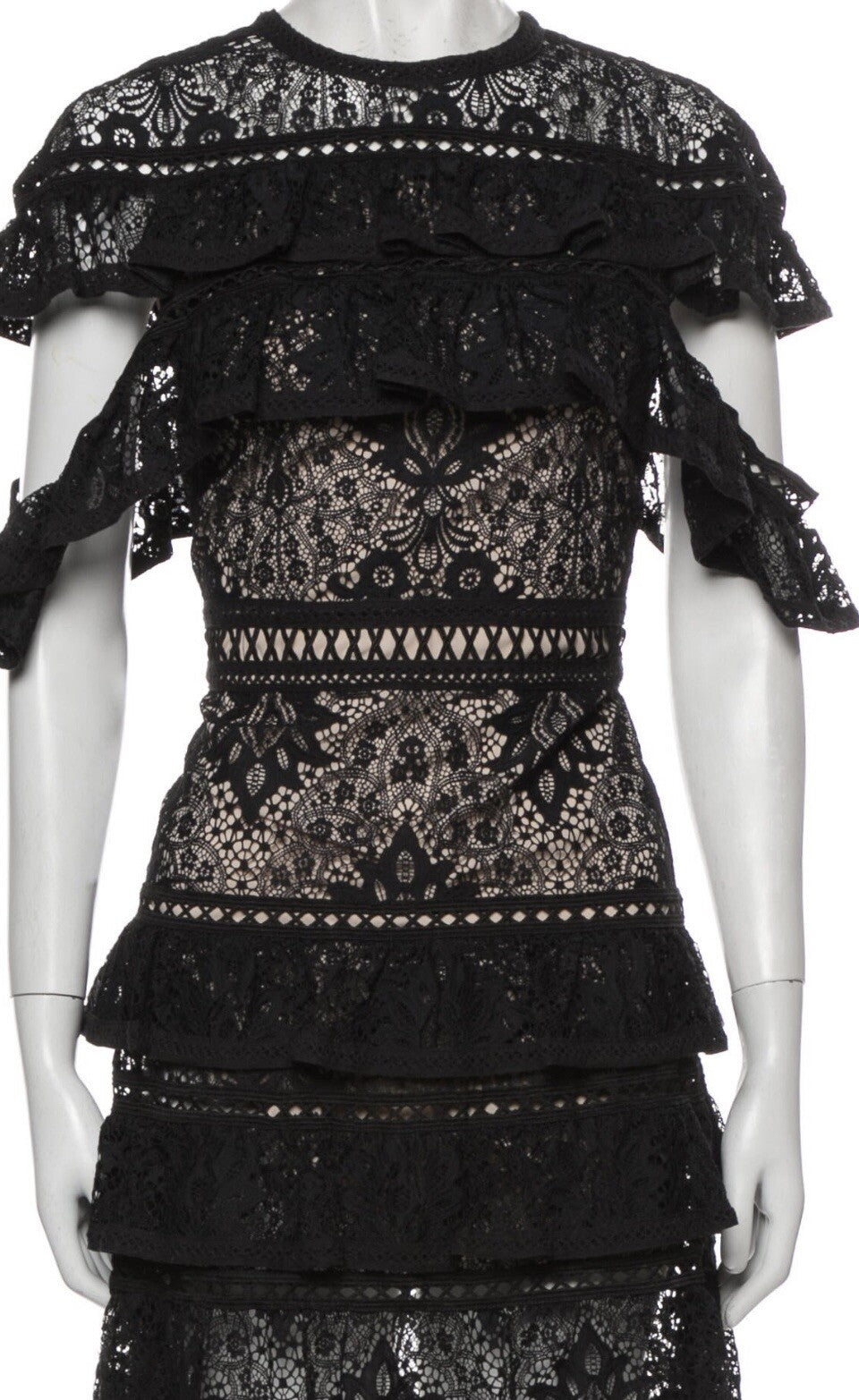 $540 NWOT ALICE + OLIVIA BLACK LACE MINI DRESS SZ L US 10