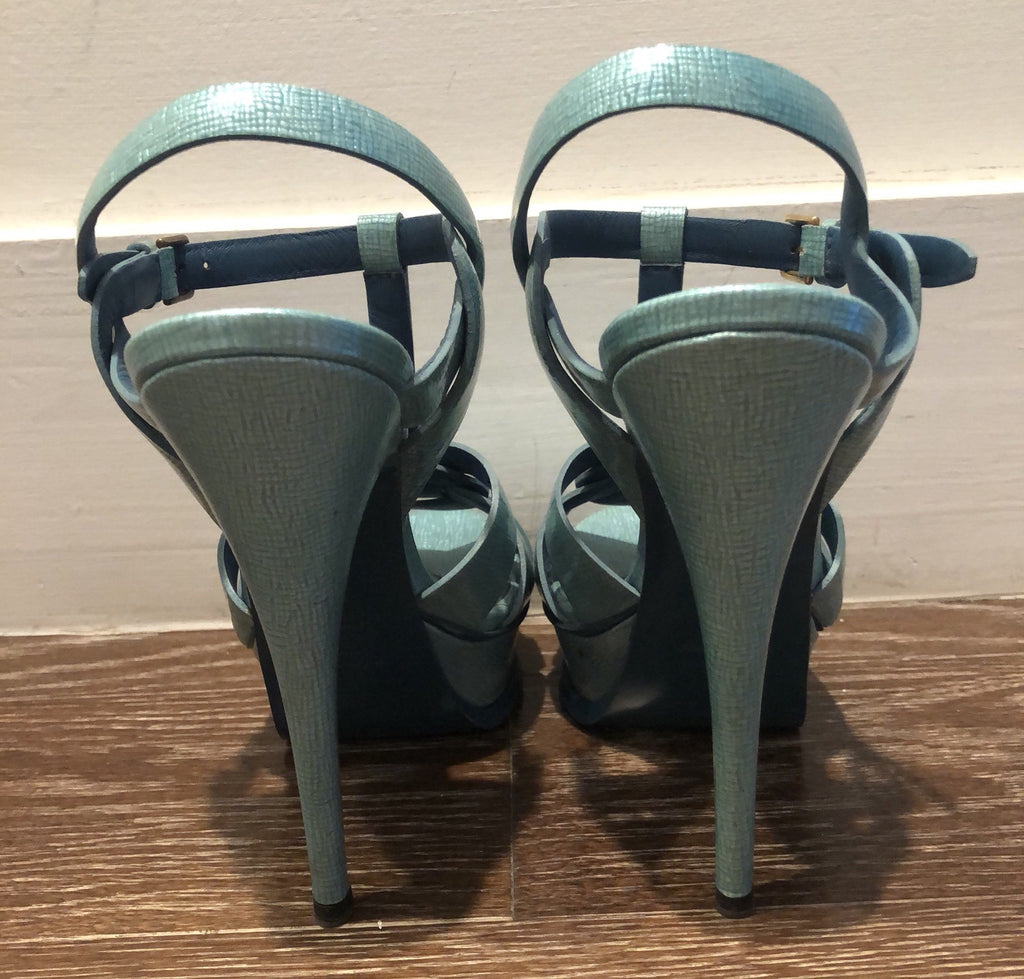 $995 YSL YVES SAINT LAURENT AQUA TRIBUTE  105 HEEL SANDALS SZ 6
