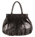 ❤️TODAY ONLY❤️ZAGLIANI METALLIC PEWTER LARGE PYTHON SNAKESKIN TOTE BAG