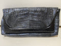 ❤️TODAY ONLY❤️NANCY GONZALEZ METALLIC NAVY & BLACK CROCODILE CLUTCH