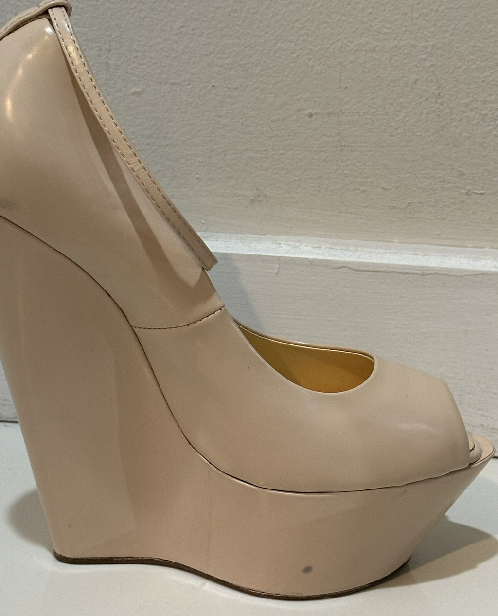 $1295 NEW GIUSEPPE ZANOTTI NUDE LEATHER PEEP TOE PLATFORM HEELS SZ 39.5 9.5 US